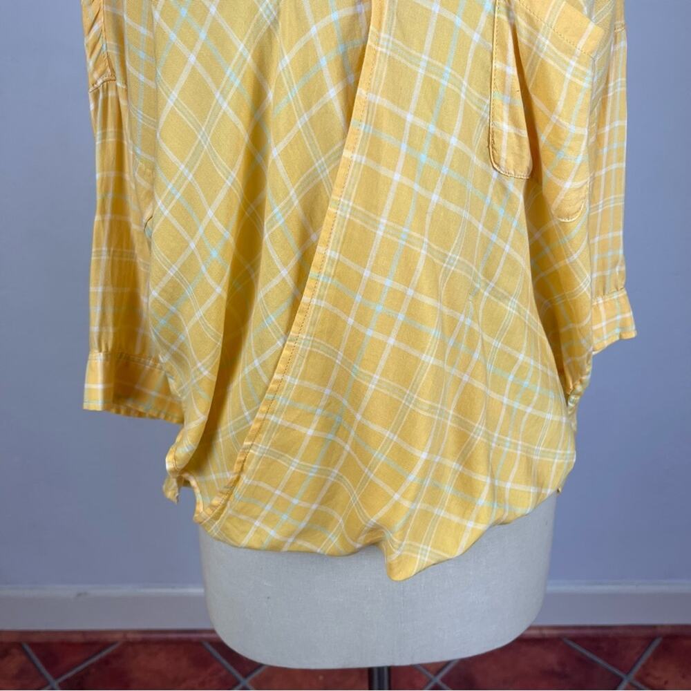 Anthropologie Holding Horses Yellow Checkered V Neck Top - Picture 4 of 7